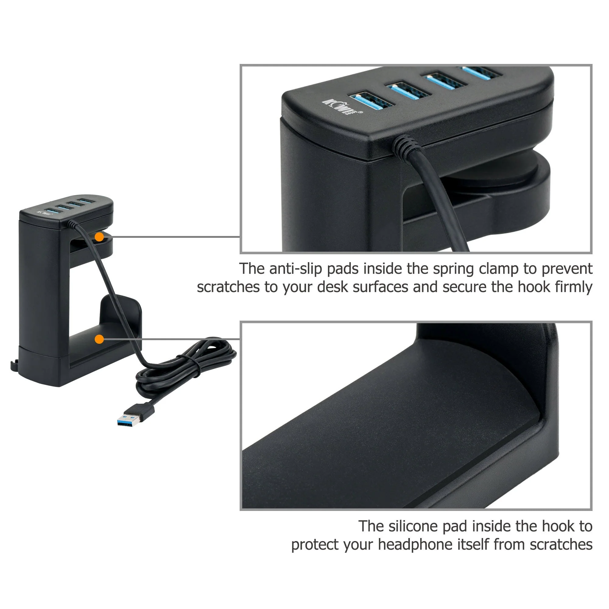 Under Desk USB Ports Headset Holder - Image 6