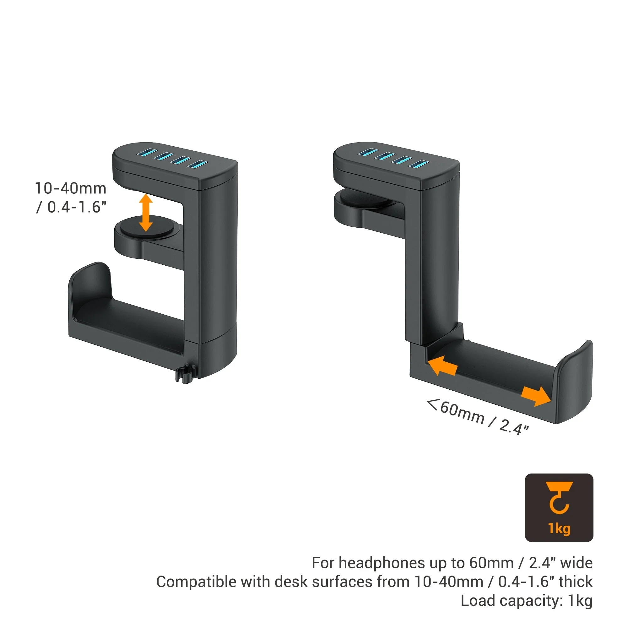 Under Desk USB Ports Headset Holder - Image 7