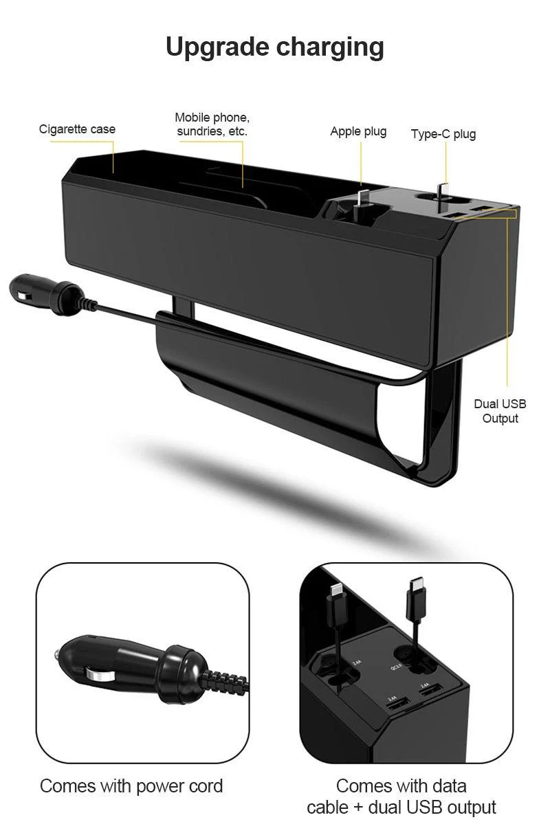 Universal Car Seat USB Charger Gap Organizer - Image 4