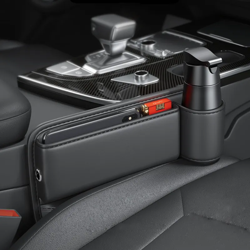 Universal Leather Seat Gap Cup Holder Car Organizer - Image 2