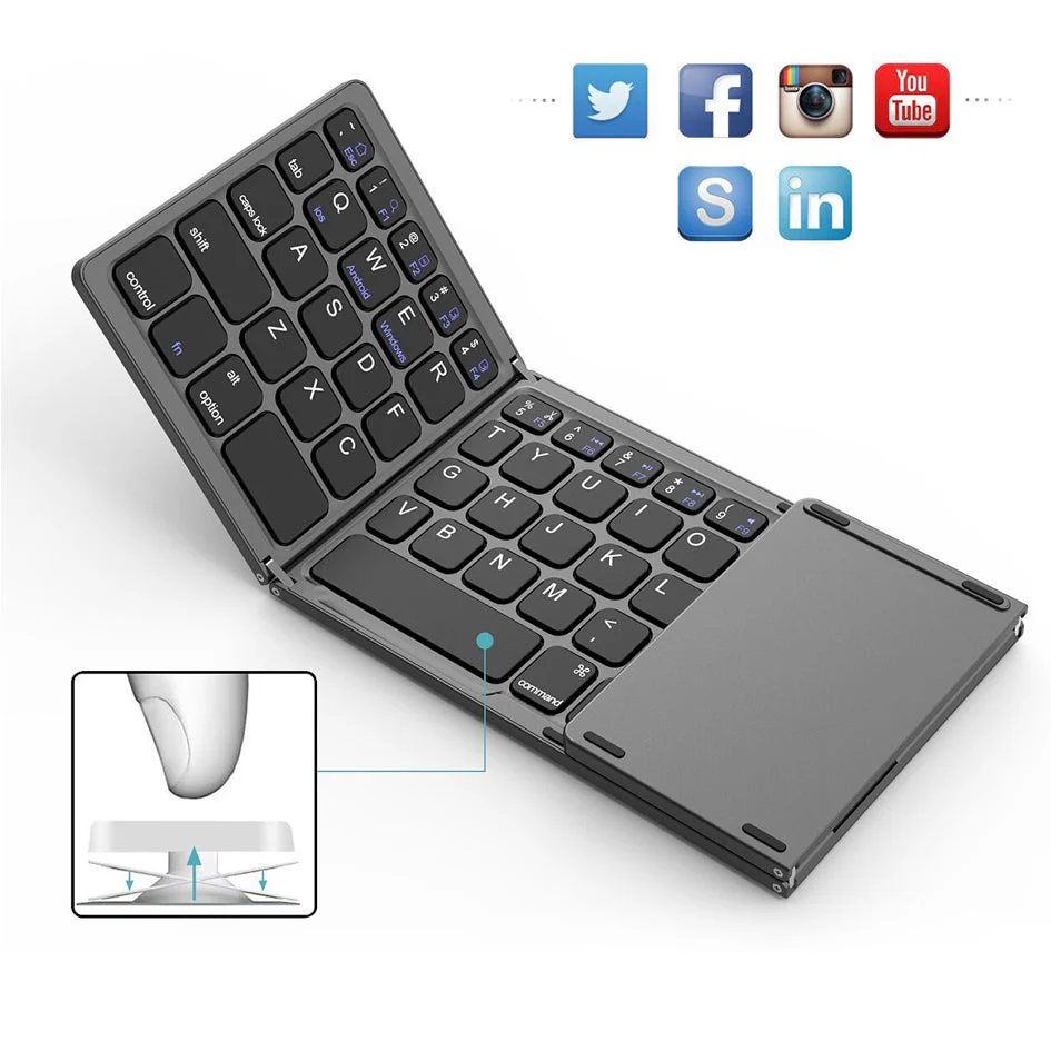 Universal Mini Foldable Wireless Keyboard with Touchpad - Image 8