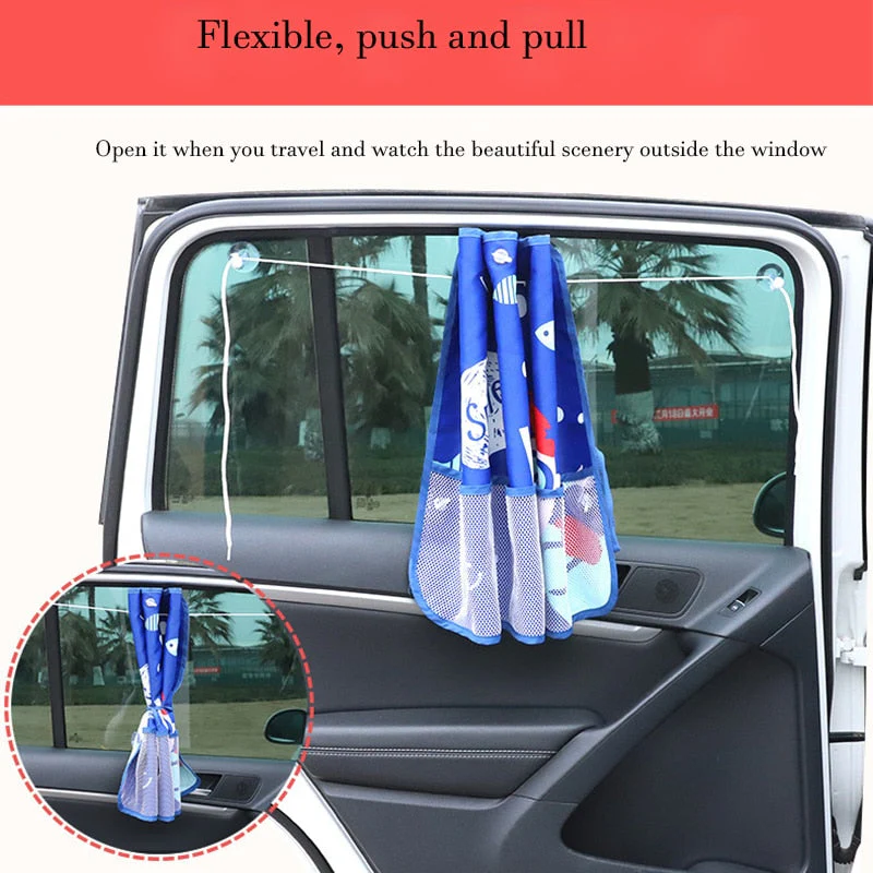 Universal Retractable Car Kids Sunshade Organizer - Image 5