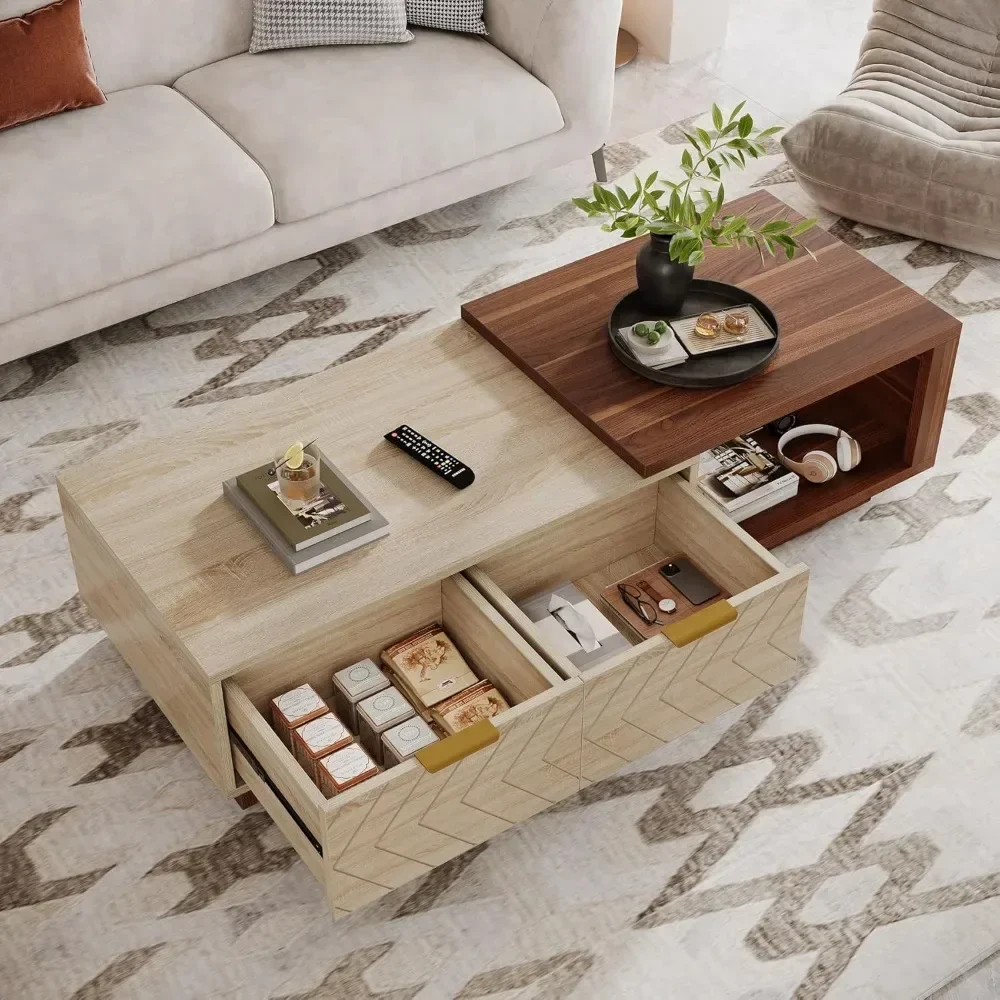 Urban Lift Extendable Wooden Hidden Storage Coffee Table - Image 3
