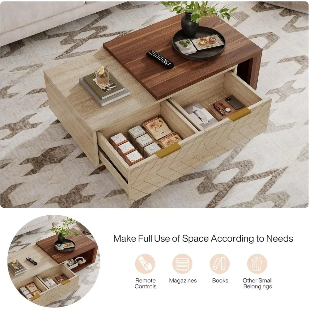 Urban Lift Extendable Wooden Hidden Storage Coffee Table - Image 8