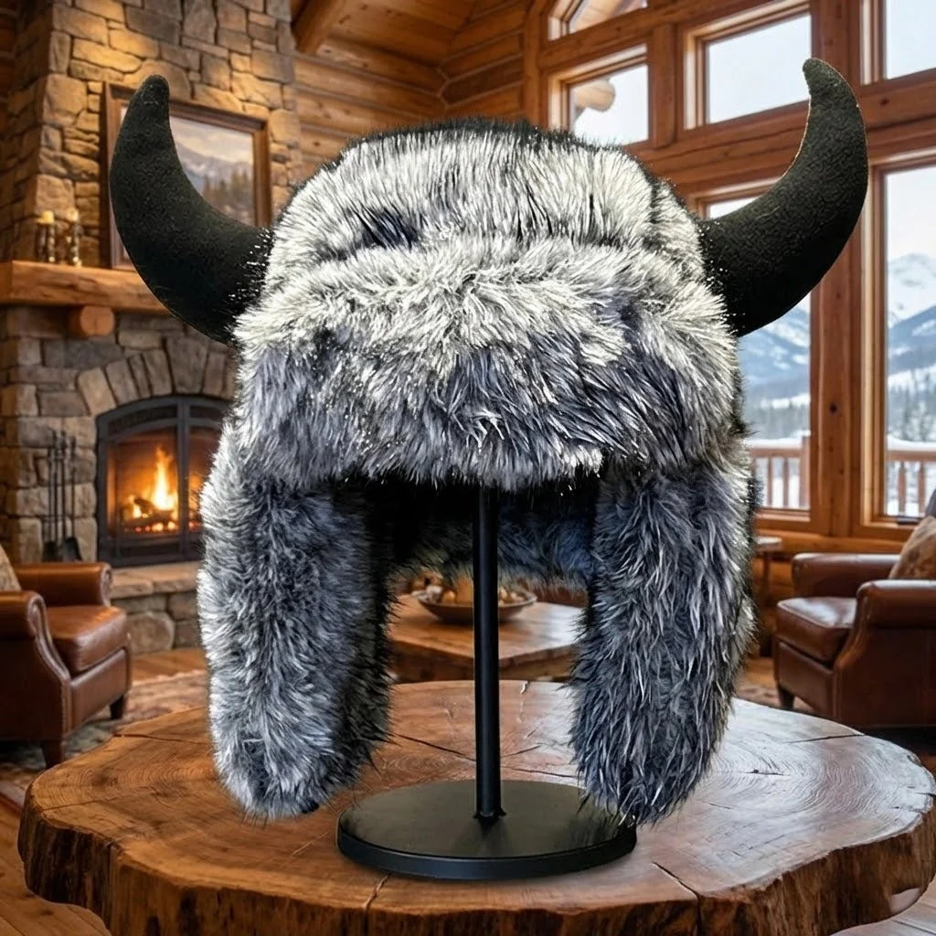Viking Horn Fur Winter Trapper Hat - Image 7