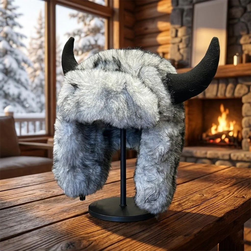 Viking Horn Fur Winter Trapper Hat - Image 8