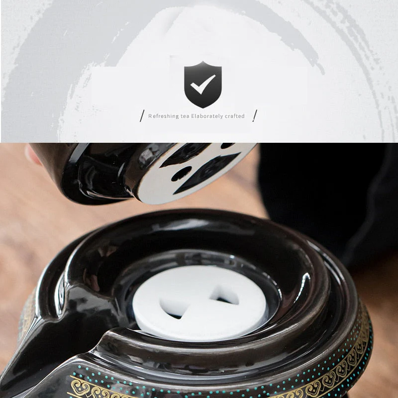 Vintage Chinese Style Unique Ceramic Tea Set - Image 9