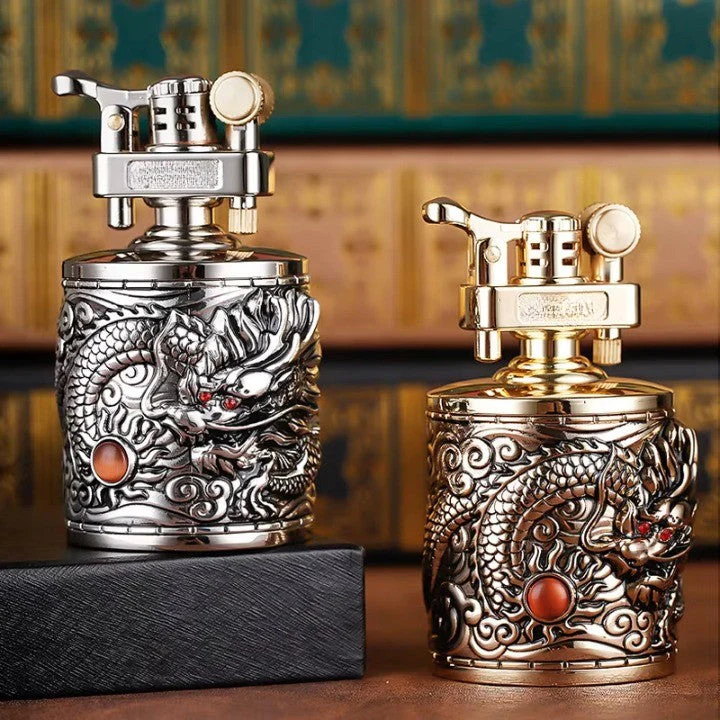 Vintage Dragon Carved Metallic Lighter - Image 2