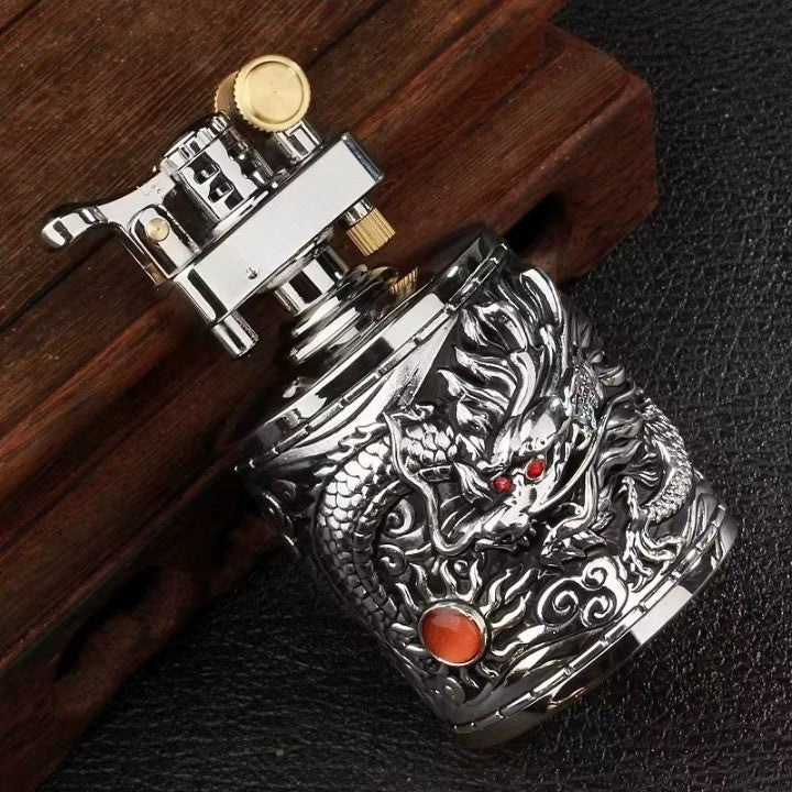 Vintage Dragon Carved Metallic Lighter - Image 3