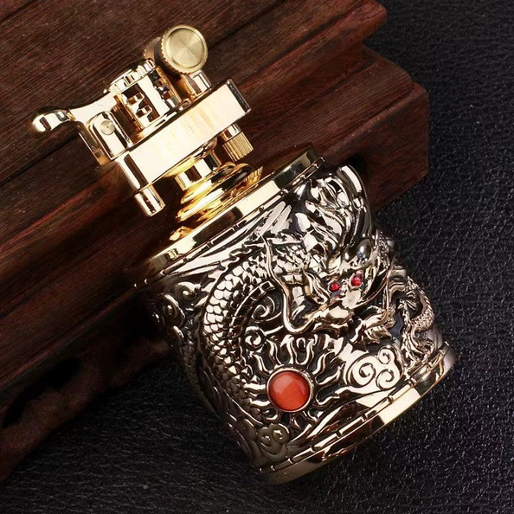 Vintage Dragon Carved Metallic Lighter - Image 5