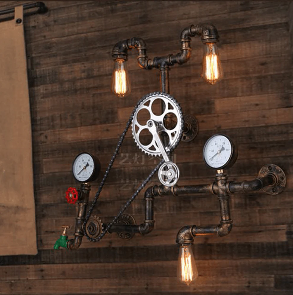 Vintage Gear Wall Light Fixtures Industrial Lighting - Image 2