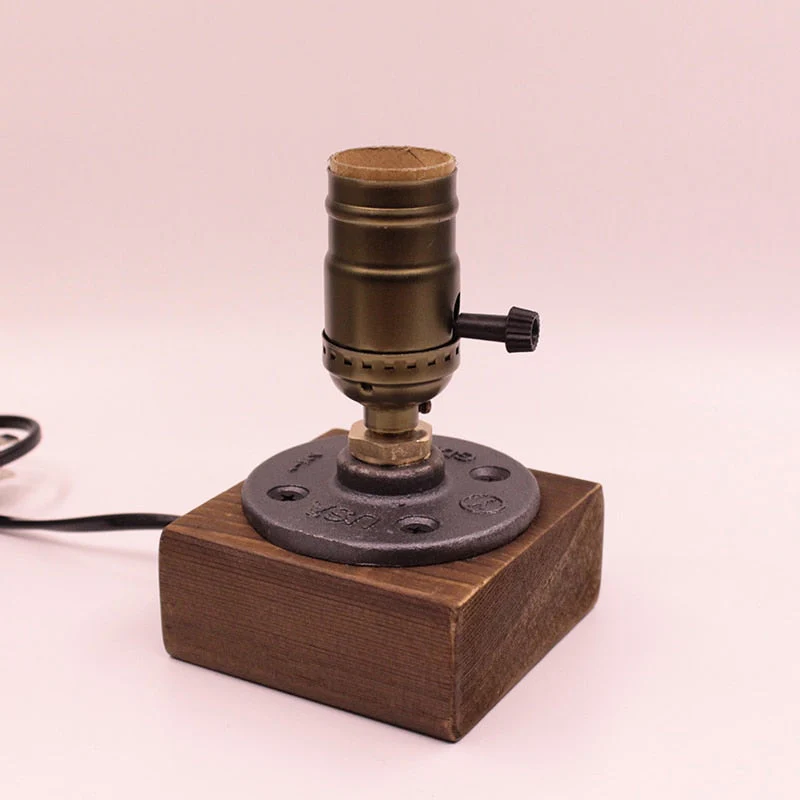 Vintage Industrial Wooden Dimmable Table Lamp - Image 2