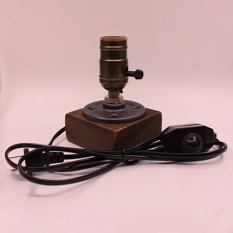 Vintage Industrial Wooden Dimmable Table Lamp - Image 3