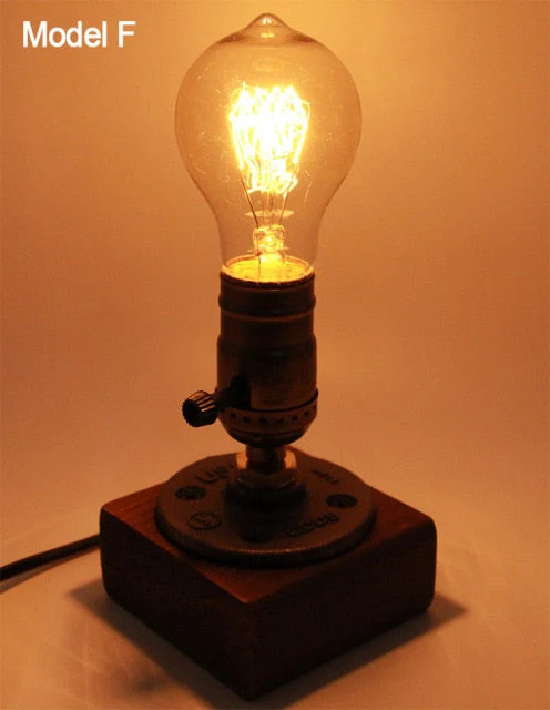 Vintage Industrial Wooden Dimmable Table Lamp - Image 6