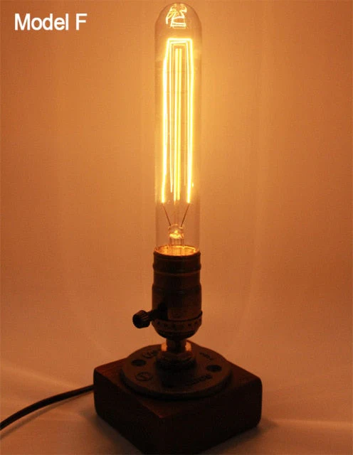 Vintage Industrial Wooden Dimmable Table Lamp - Image 7