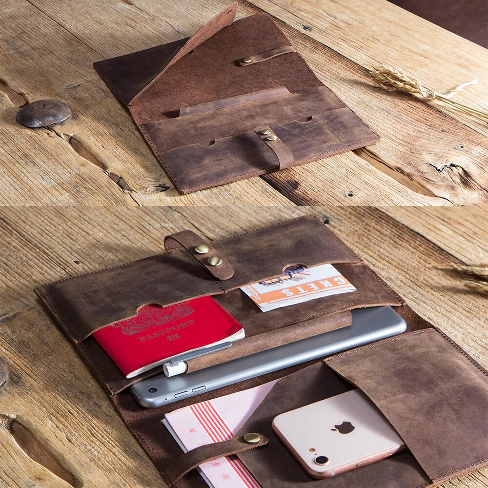Vintage Leather Travel Passport iPad Wallet - Image 4