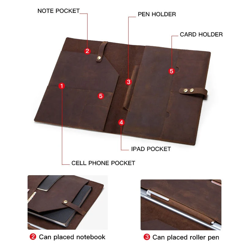 Vintage Leather Travel Passport iPad Wallet - Image 6