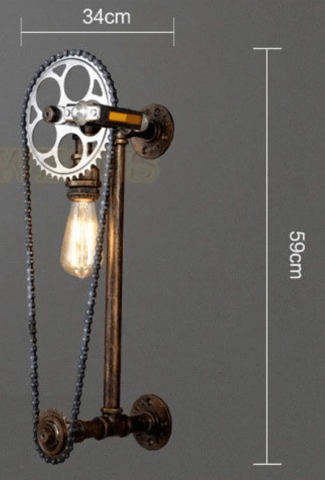 Vintage Loft Bicycle Gear Chain Lamp - Image 5