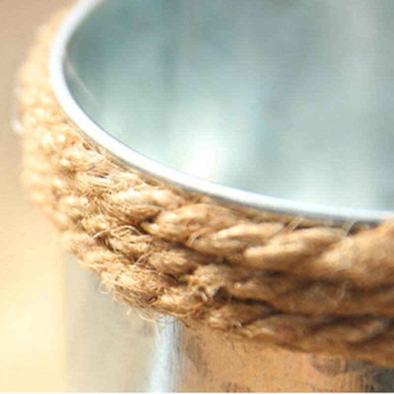 Vintage Mini Kettle Flowers Iron Bucket Vase - Image 3