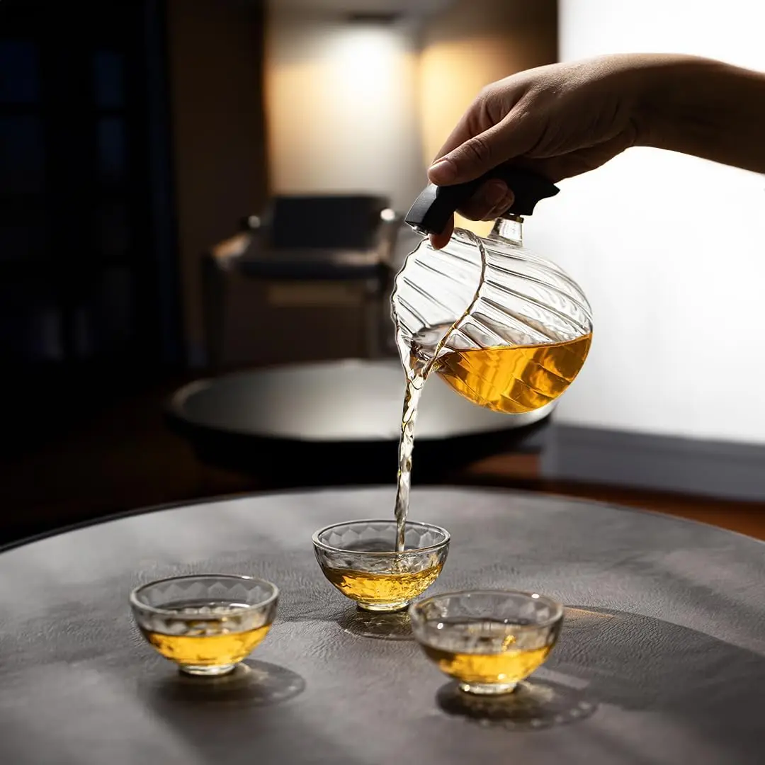 Vintage Pumpkin-Inspired Glass Tea Set - Image 3