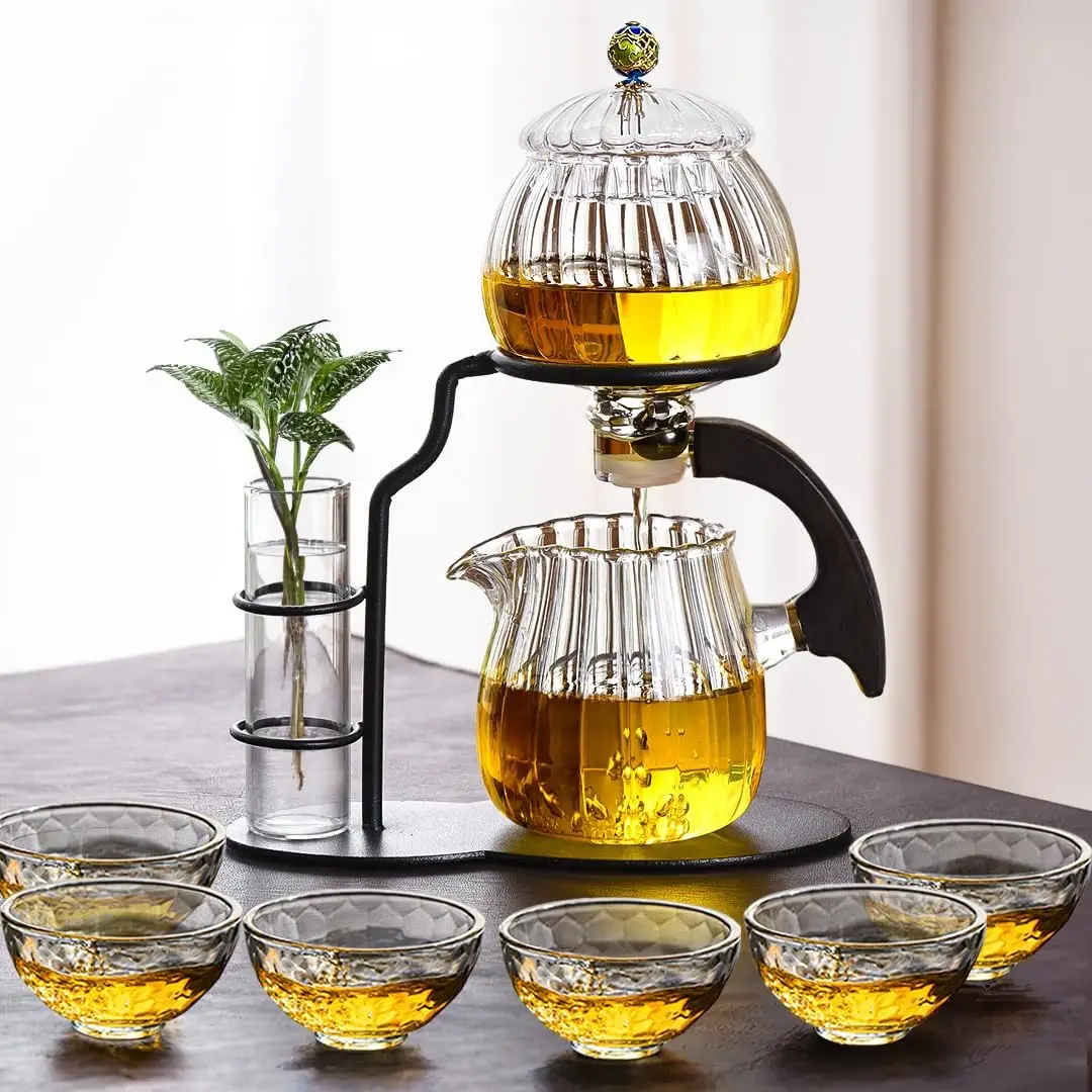 Vintage Pumpkin-Inspired Glass Tea Set - Image 4