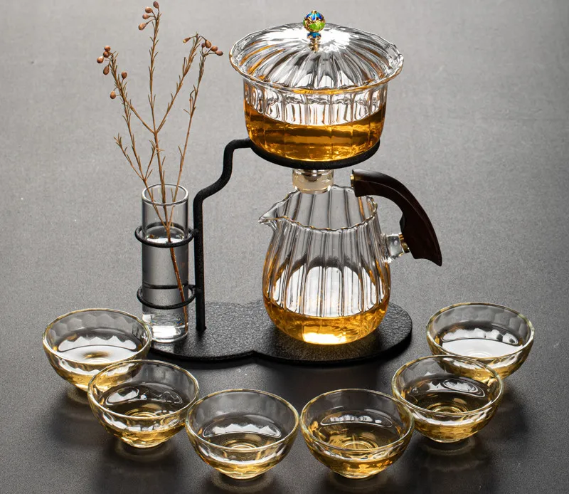 Vintage Pumpkin-Inspired Glass Tea Set - Image 8