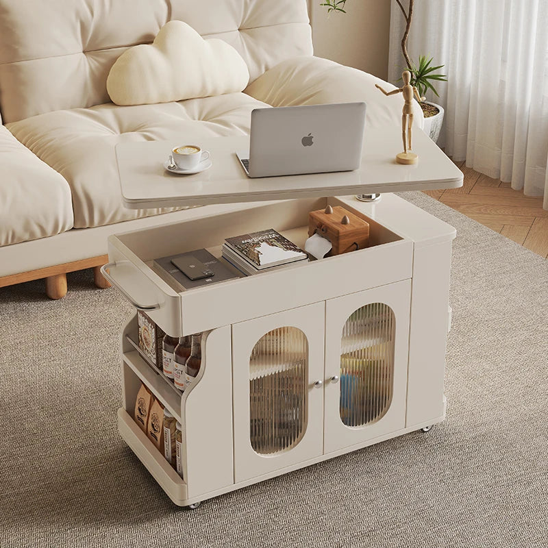Vintage Style Lift-Top Hidden Storage Coffee Work Table - Image 4