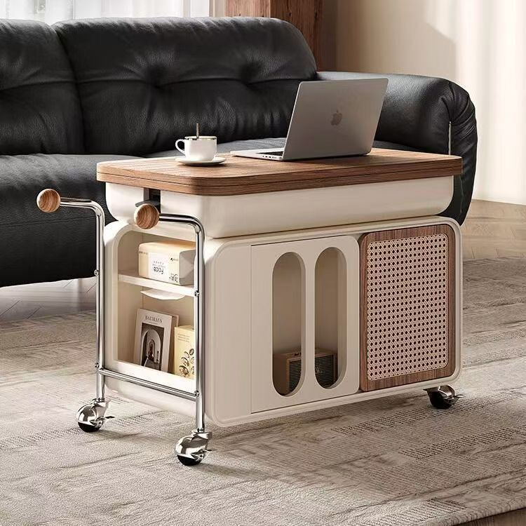 Vintage Style Lift-Top Hidden Storage Coffee Work Table - Image 7