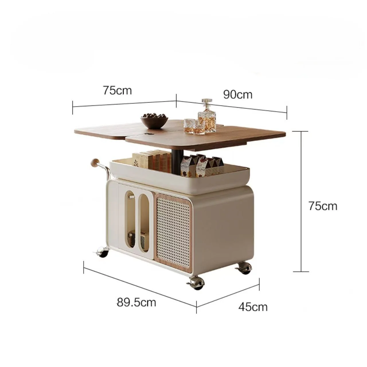 Vintage Style Lift-Top Hidden Storage Coffee Work Table - Image 9