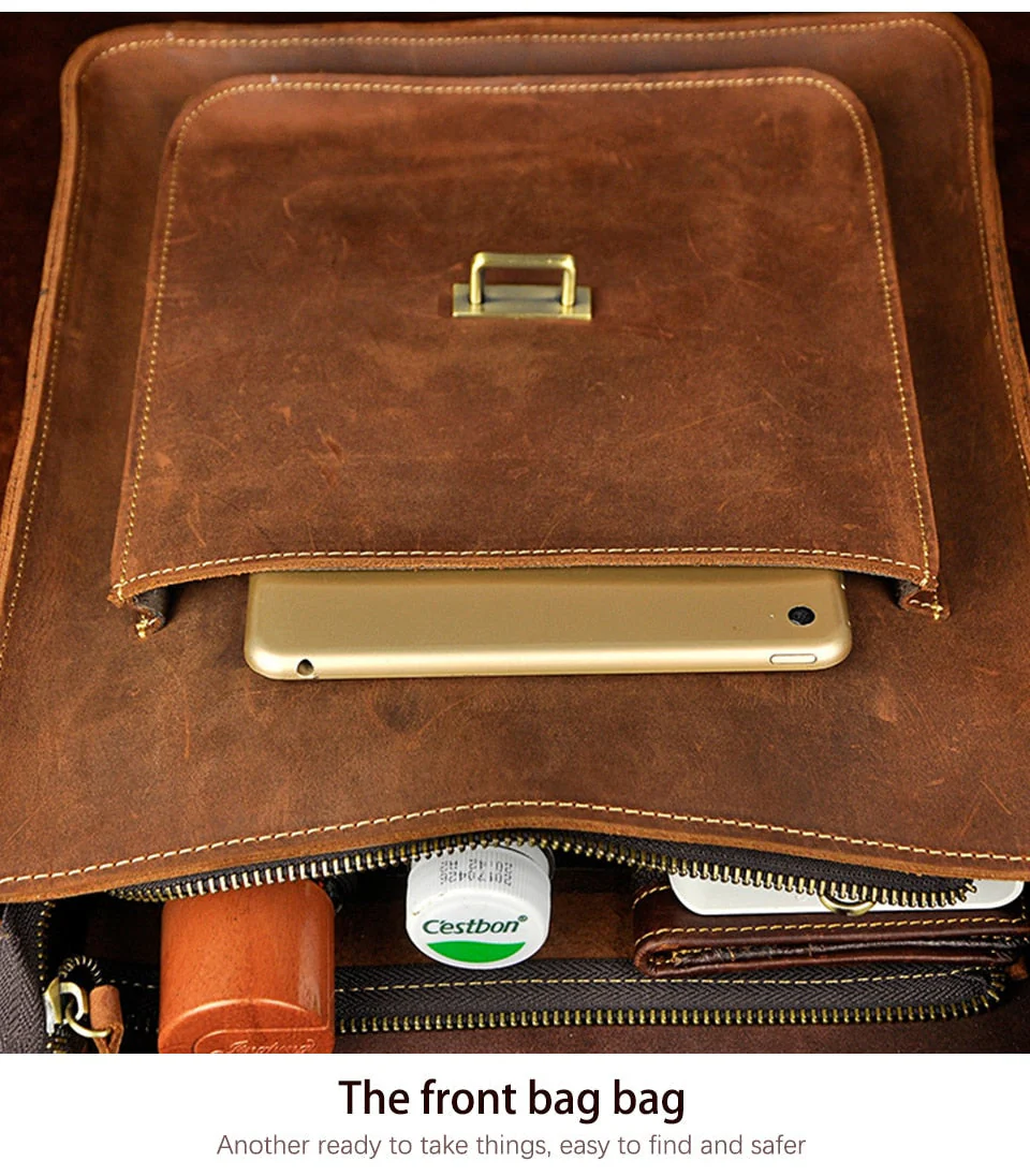 Vintage Stylish Leather Casual Messenger Bag - Image 3