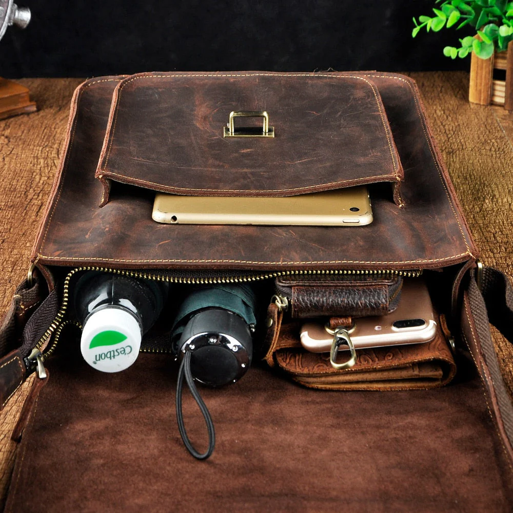 Vintage Stylish Leather Casual Messenger Bag - Image 5