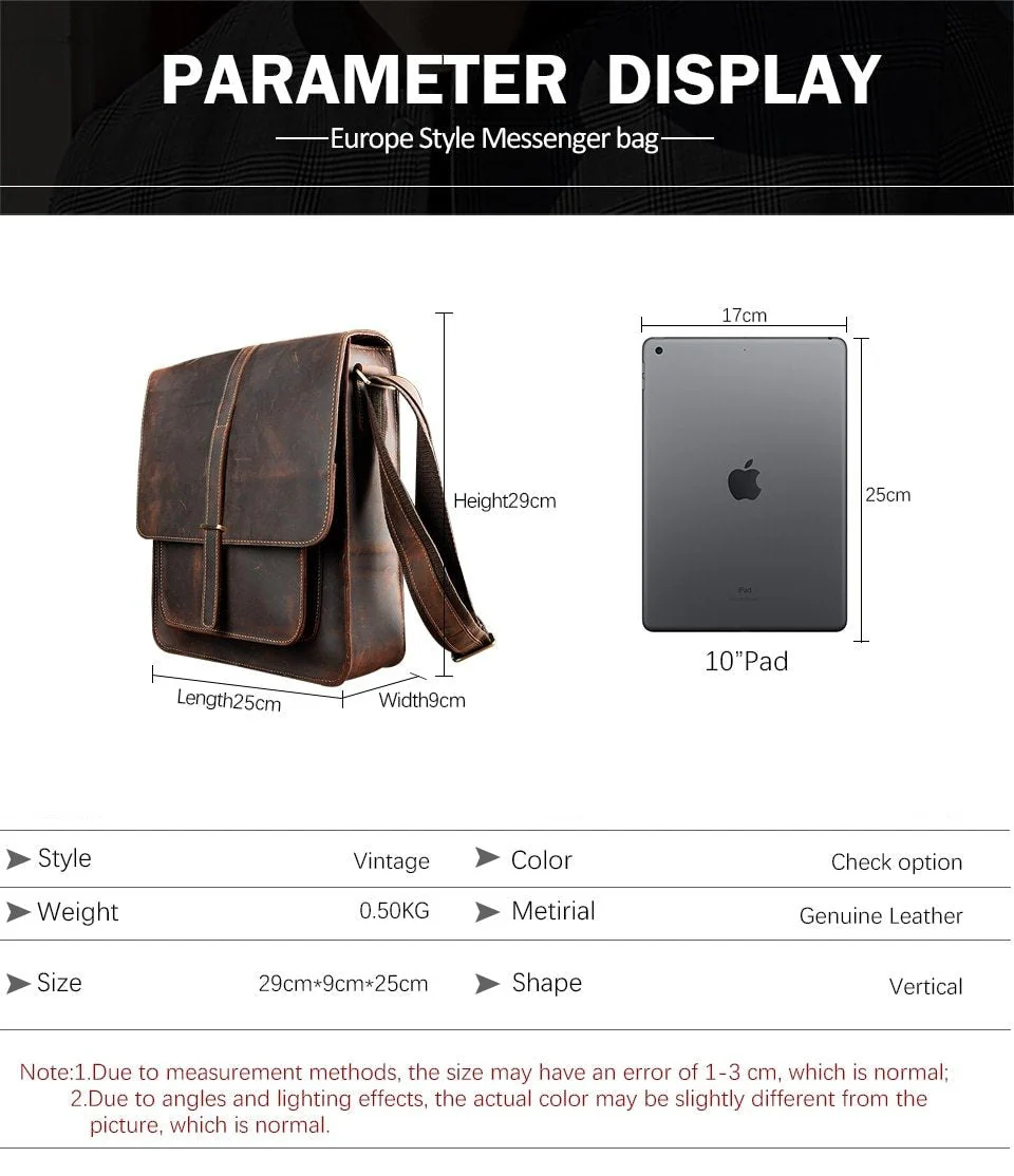 Vintage Stylish Leather Casual Messenger Bag - Image 7