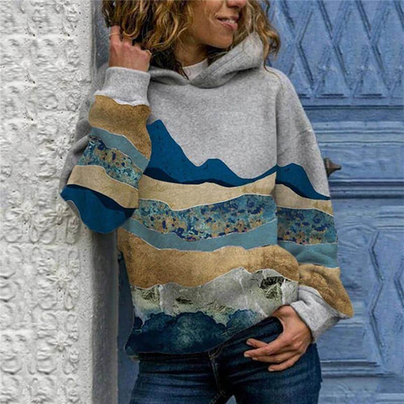 Vintage Stylish Mountain Hoodie - Image 2