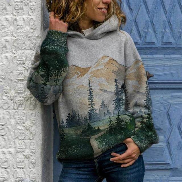 Vintage Stylish Mountain Hoodie - Image 4