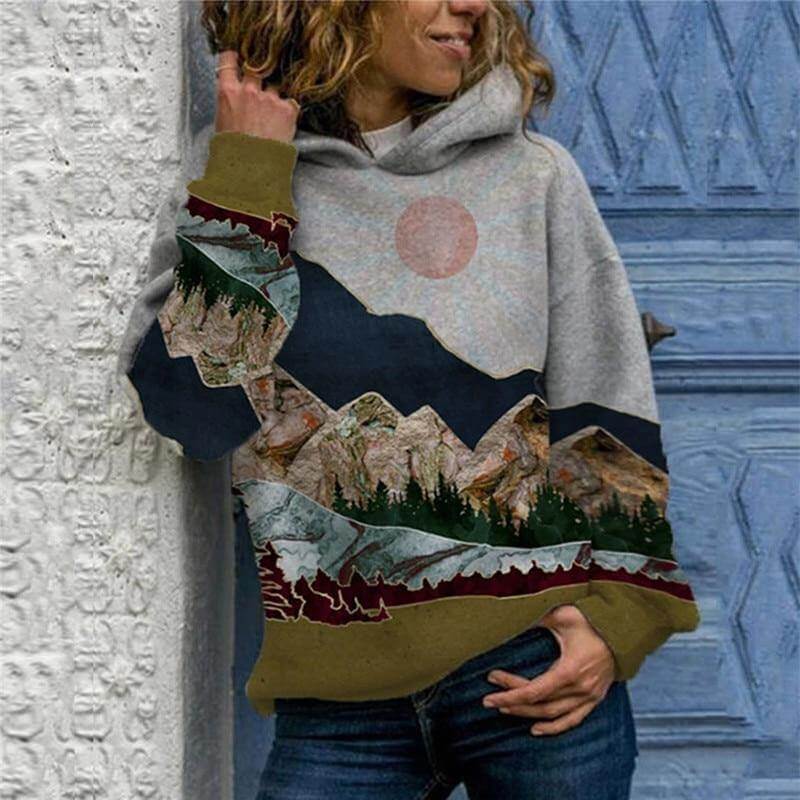 Vintage Stylish Mountain Hoodie - Image 5