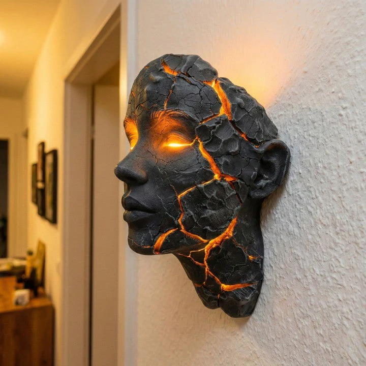 Volcanic Face Lava Crack Wall Art Lamp - Image 2
