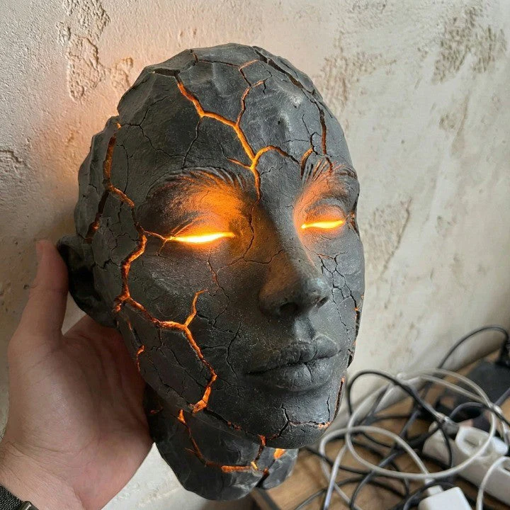 Volcanic Face Lava Crack Wall Art Lamp - Image 3
