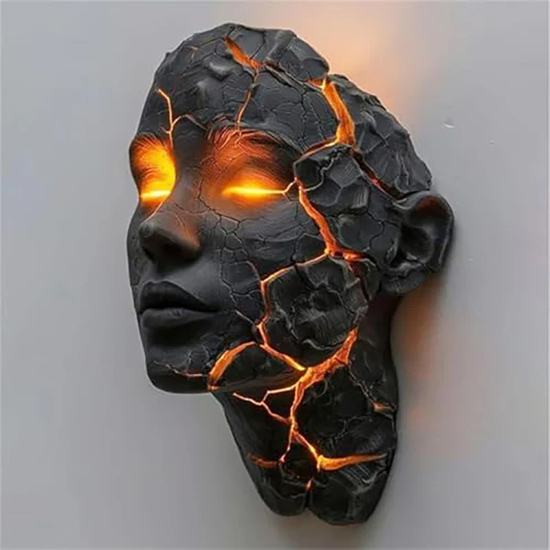 Volcanic Face Lava Crack Wall Art Lamp - Image 4