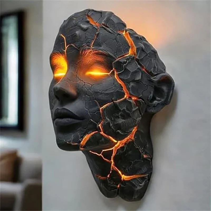 Volcanic Face Lava Crack Wall Art Lamp - Image 6