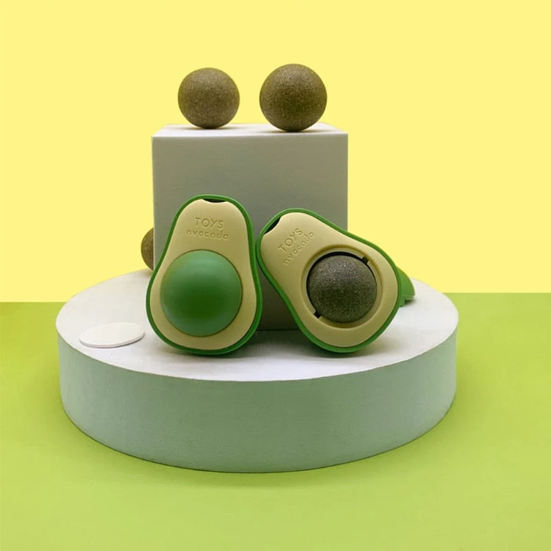Wall-Mounted Cat Avocado Toy Ball