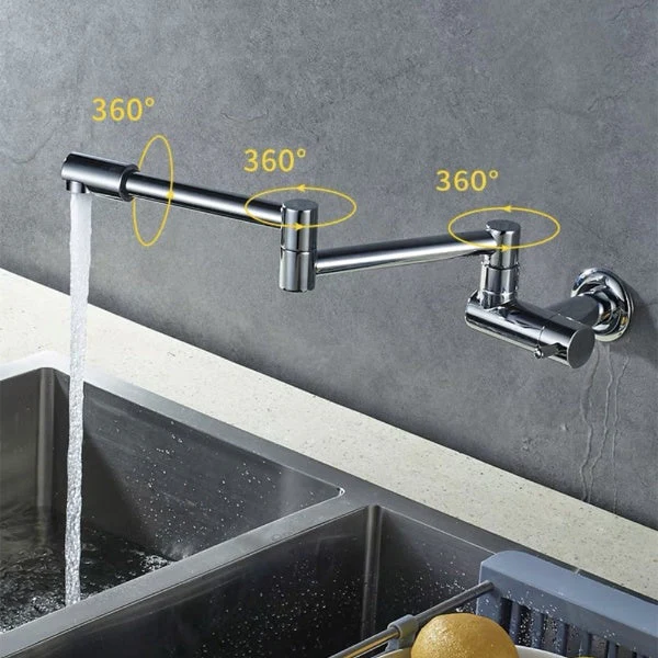 Wall-Mounted Folding Chrome Pot Filler Faucet - Image 2