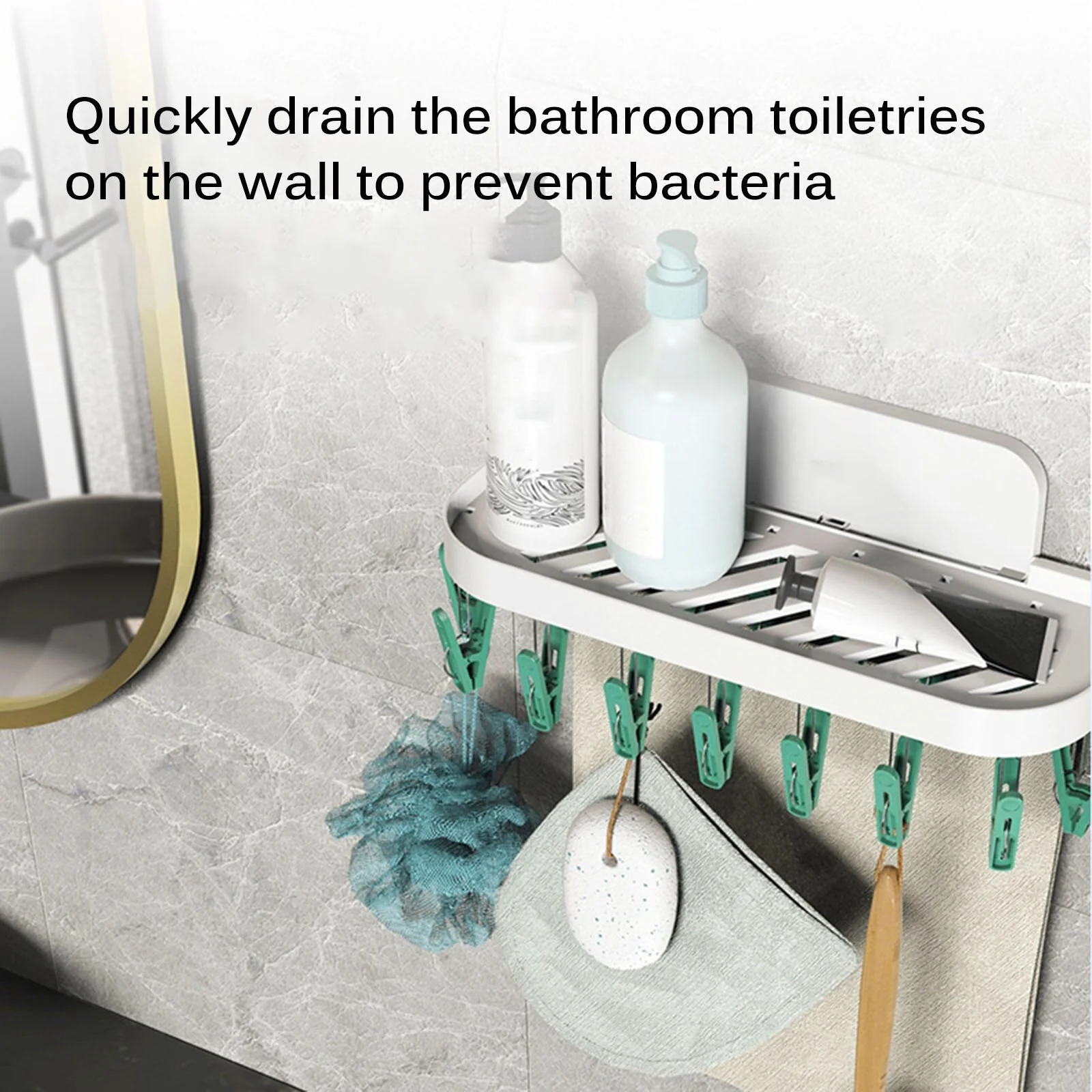 Wall-Mounted Hooks Bathroom Drying Rack - Image 2