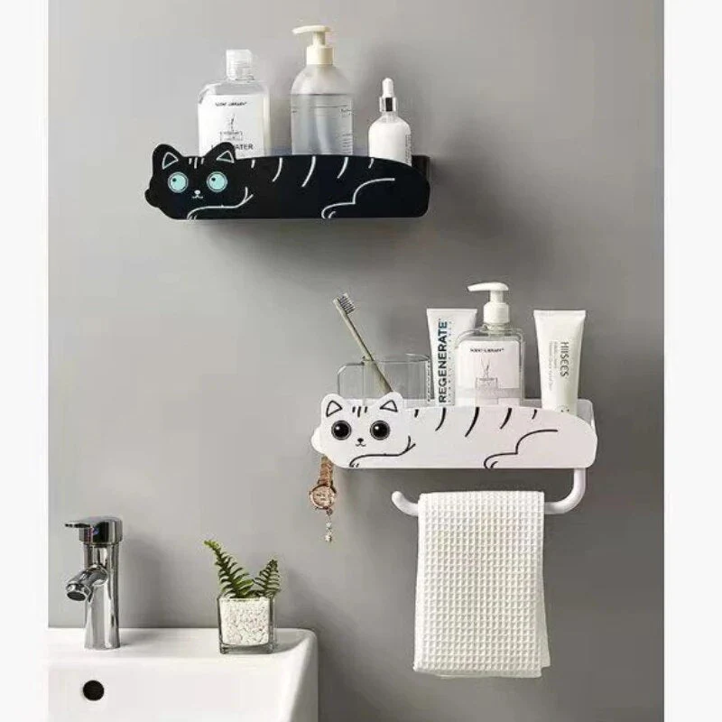 Wall-Mounted Lazy Kitten Bathroom Organizer Shelf - Image 2