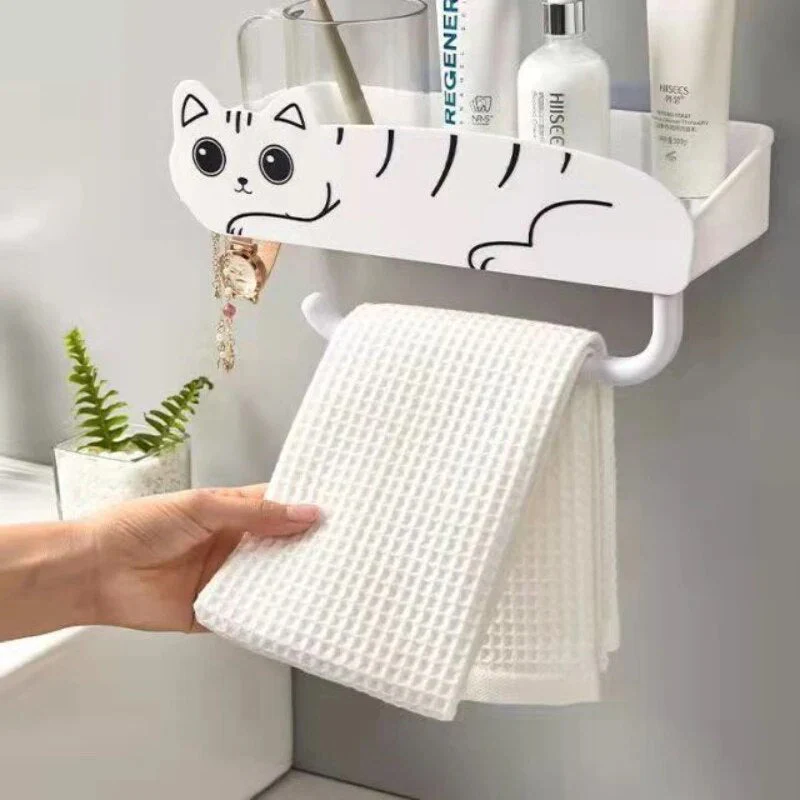 Wall-Mounted Lazy Kitten Bathroom Organizer Shelf - Image 3