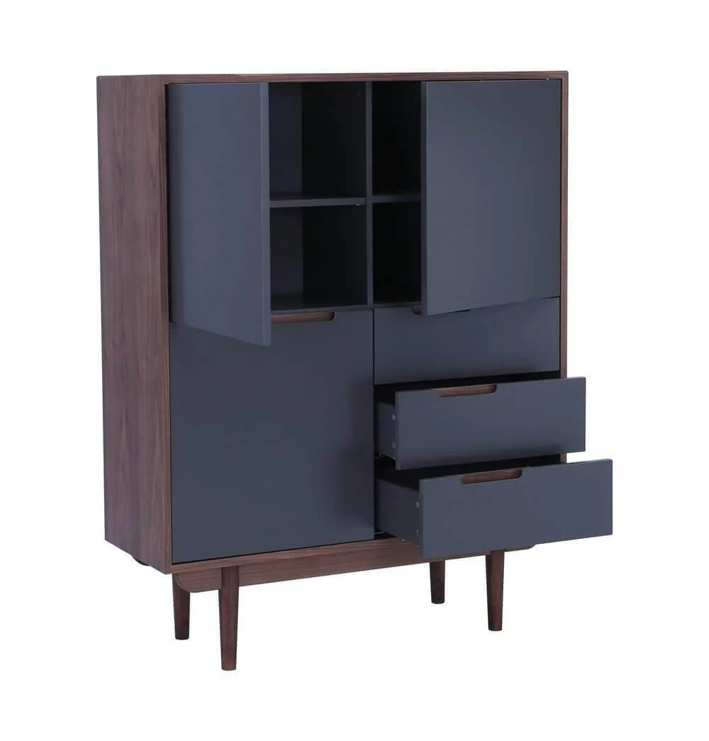 Walnut & Gunmetal Grey Tall Sideboard - Image 3