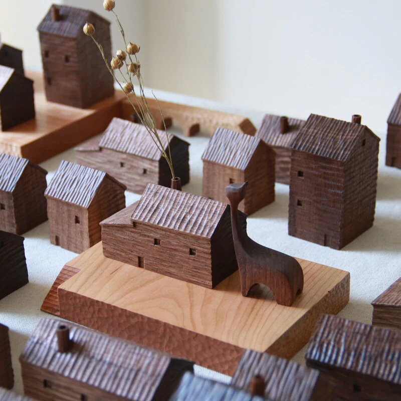 Walnut Miniature Wood House Decor - Image 2