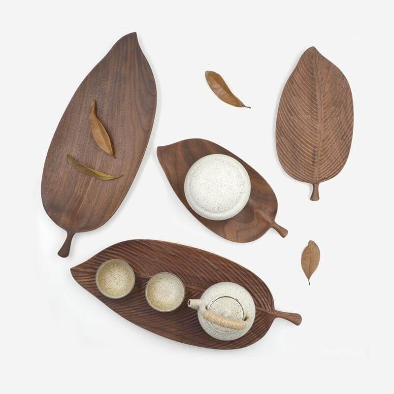Walnut Snack Tray Leaf Plates - Image 9
