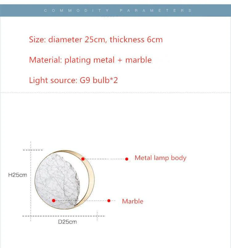 Waning Gibbous Moon Led Marble Wall Lamp - Image 11