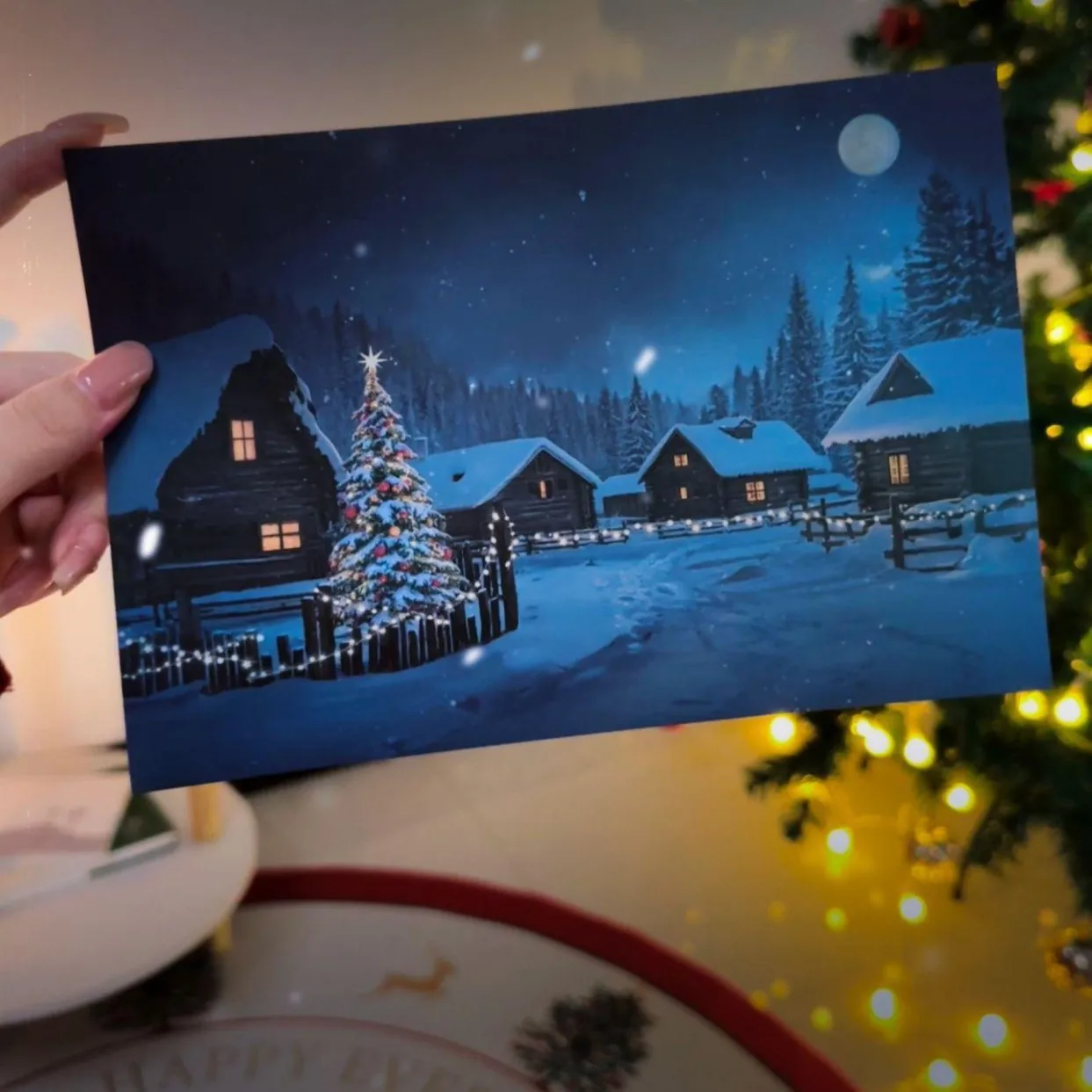 Warm Glow Hidden Flame Reveal Mystical Winter Postcard - Image 5