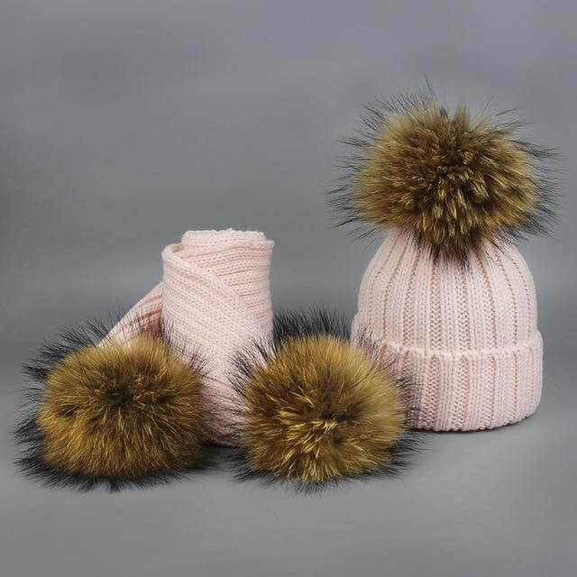 Warm Knitted Fur Hat Scarf Set - Image 11